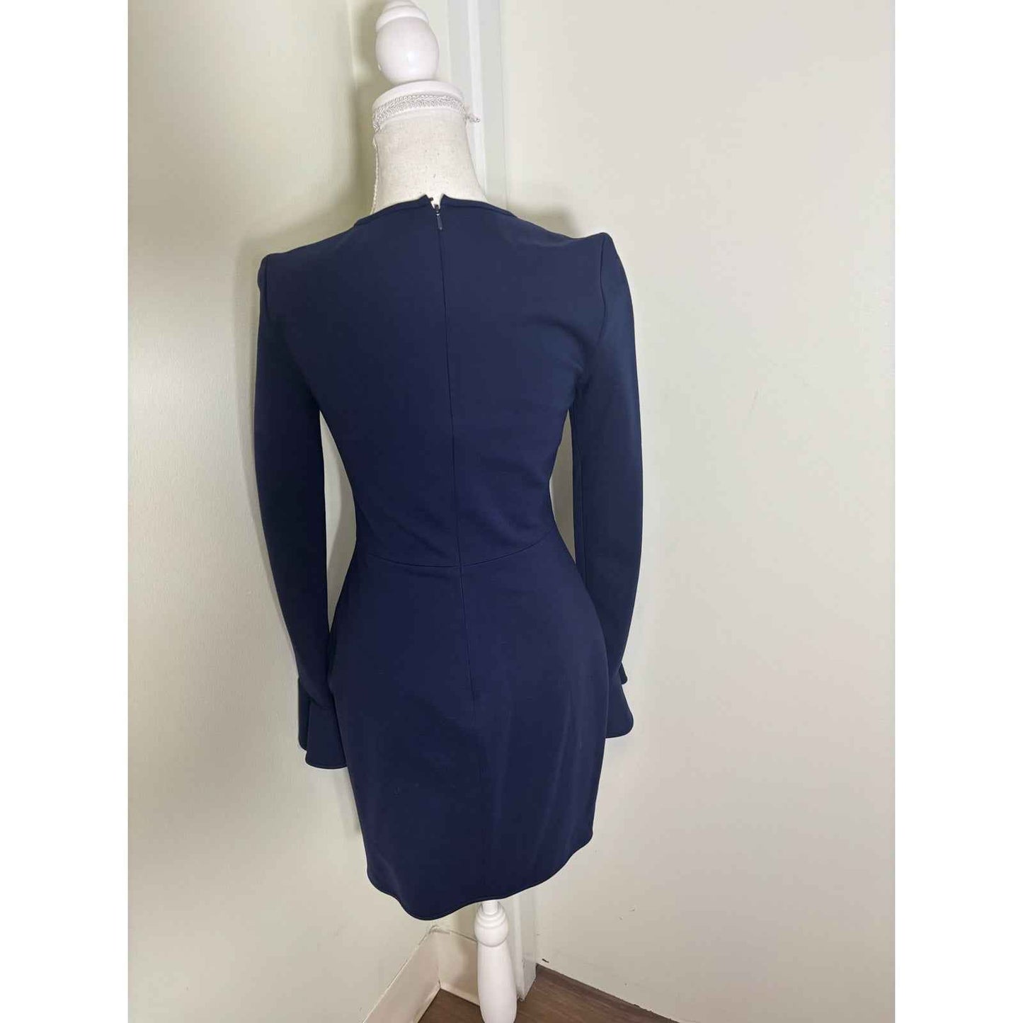 Black Halo Navy Blue Long Sleeve Mini Dress Sz 6