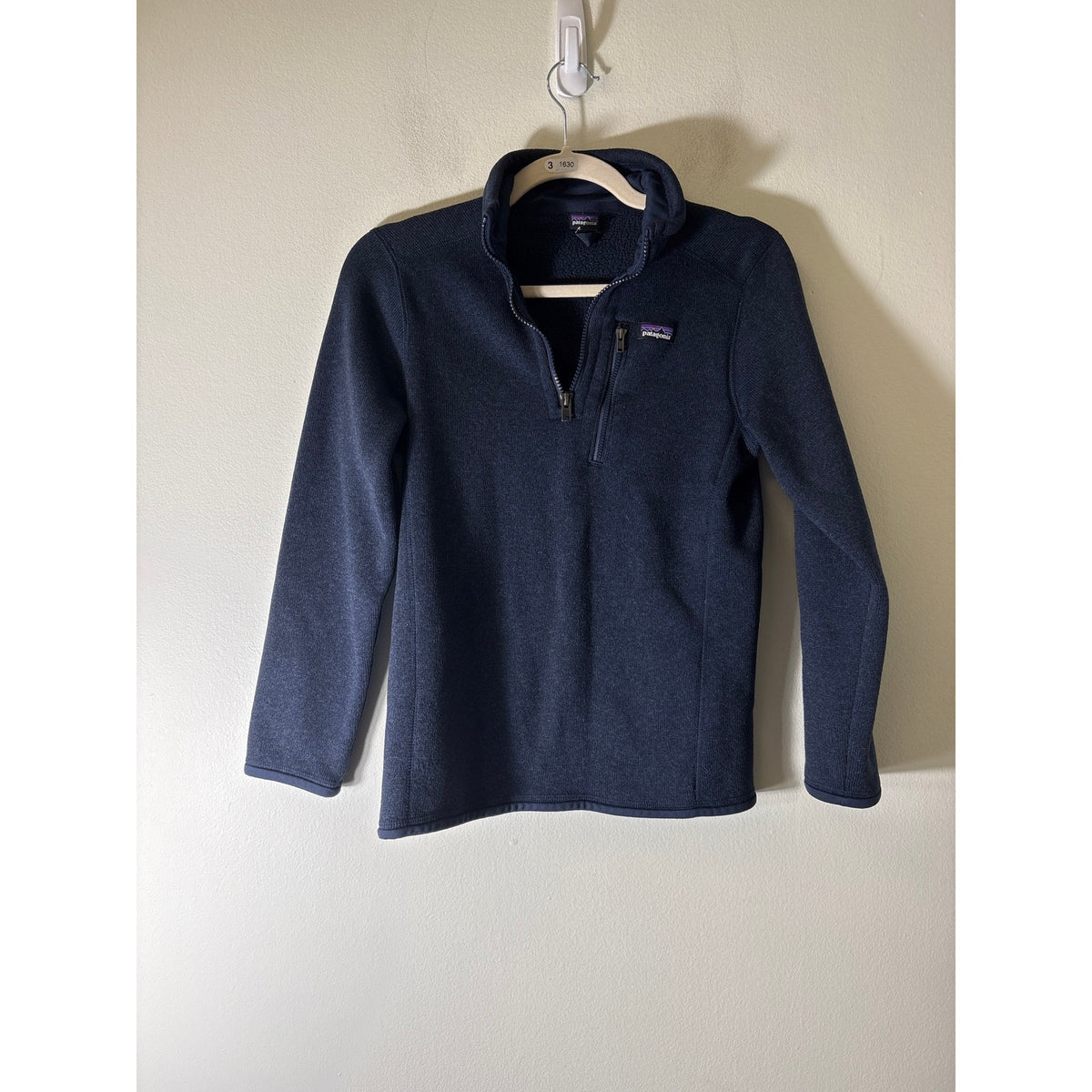 Boys Patagonia Navy Blue 1/4 Zip Pull Over Better Sweater Sz L