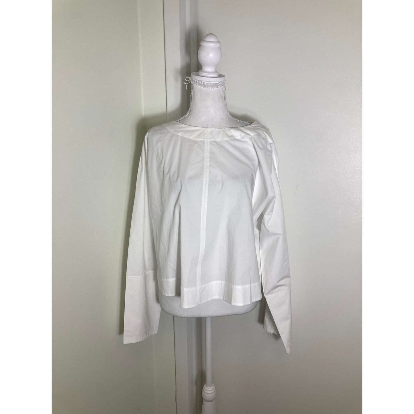 Soeur Crisp White Long Sleeve Cotton Shirt with Boxy Cut sz 38