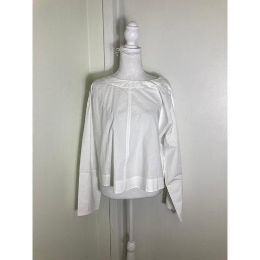 Soeur Crisp White Long Sleeve Cotton Shirt with Boxy Cut sz 38