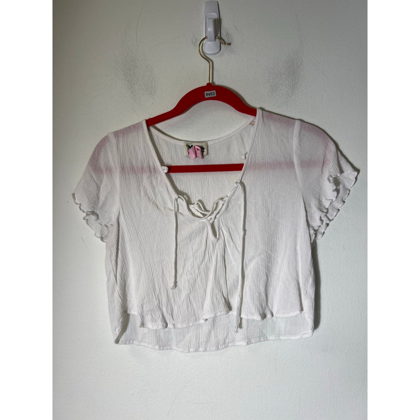 Show Me Your Mumu White Cap Sleeve Crop Top Sz XS