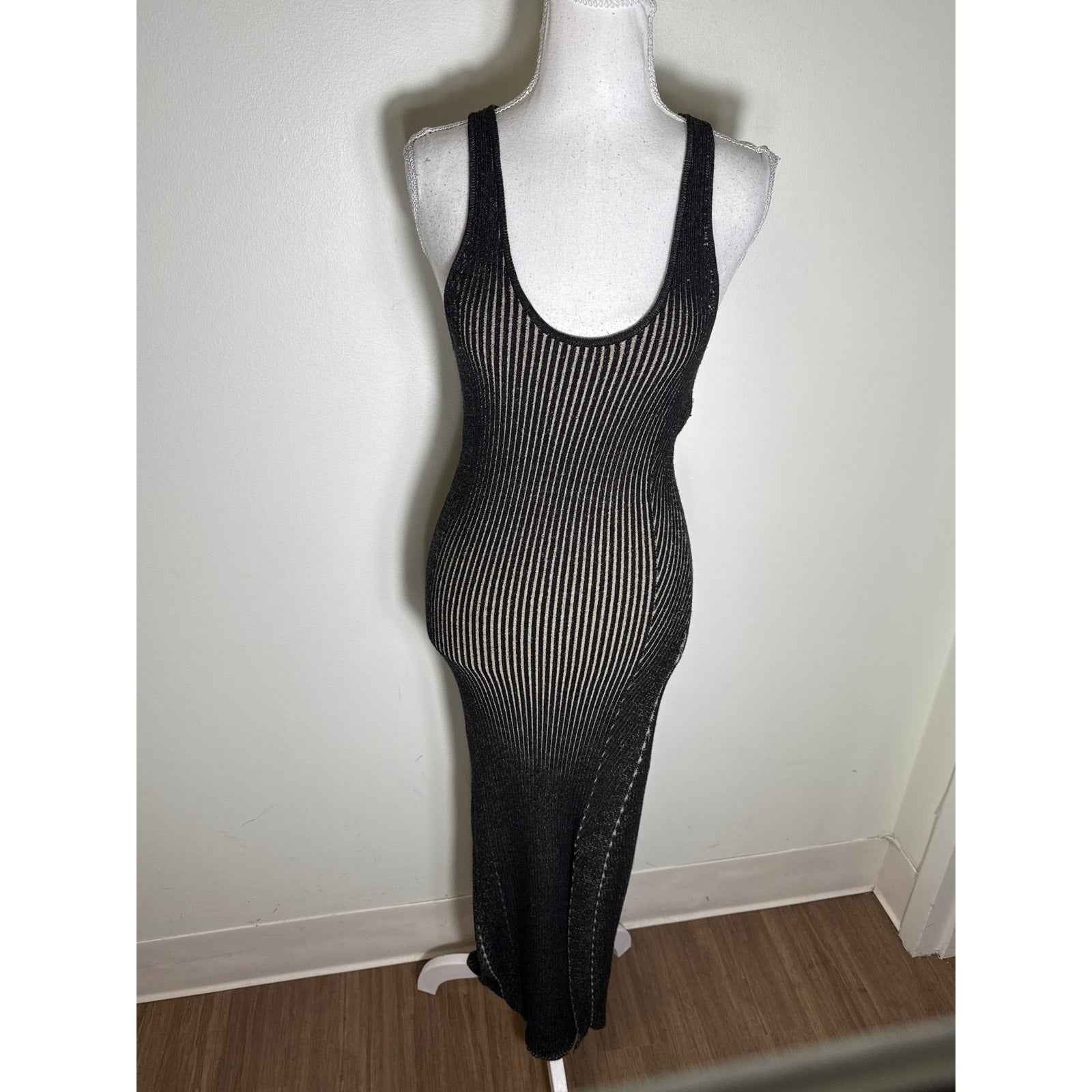 Ramy Brook Black and Gray Body Con Tank Dress Sz S