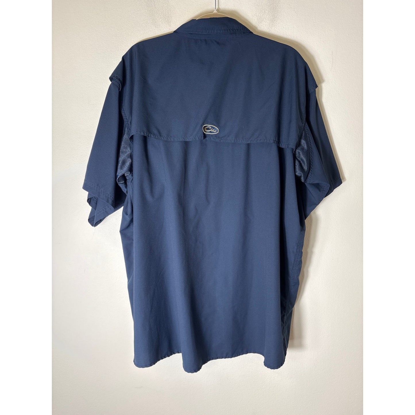 Men's Drake Navy Blue Short Sleeve Fishing Shirt Sz XL