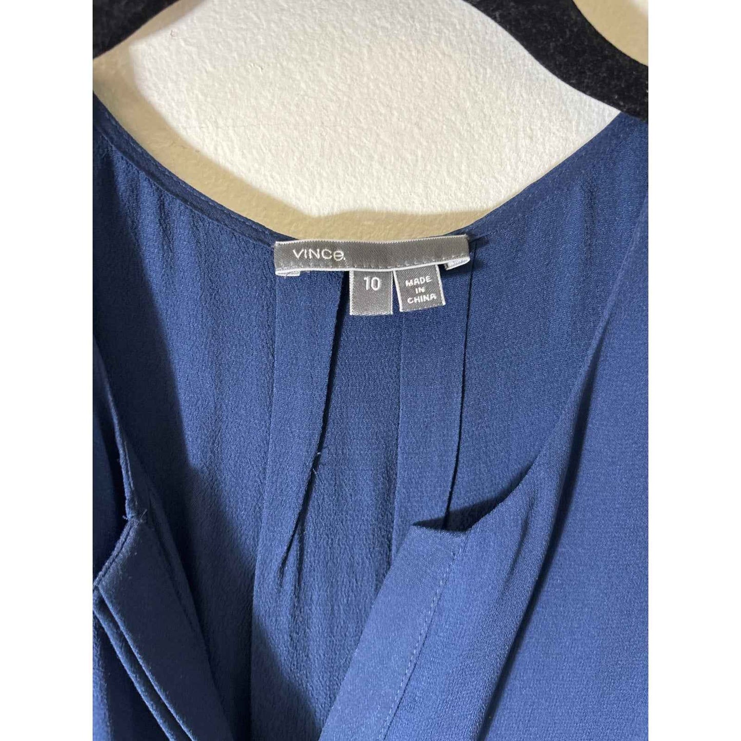 Vince Navy Blue Long Sleeve V-Neck Knee Length Dress Sz 10