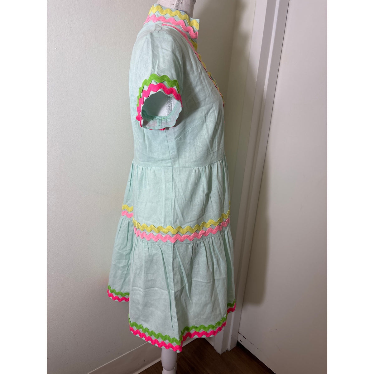NWT Sail To Stable Sky Ric Race Trimmed Linen Dress sz S