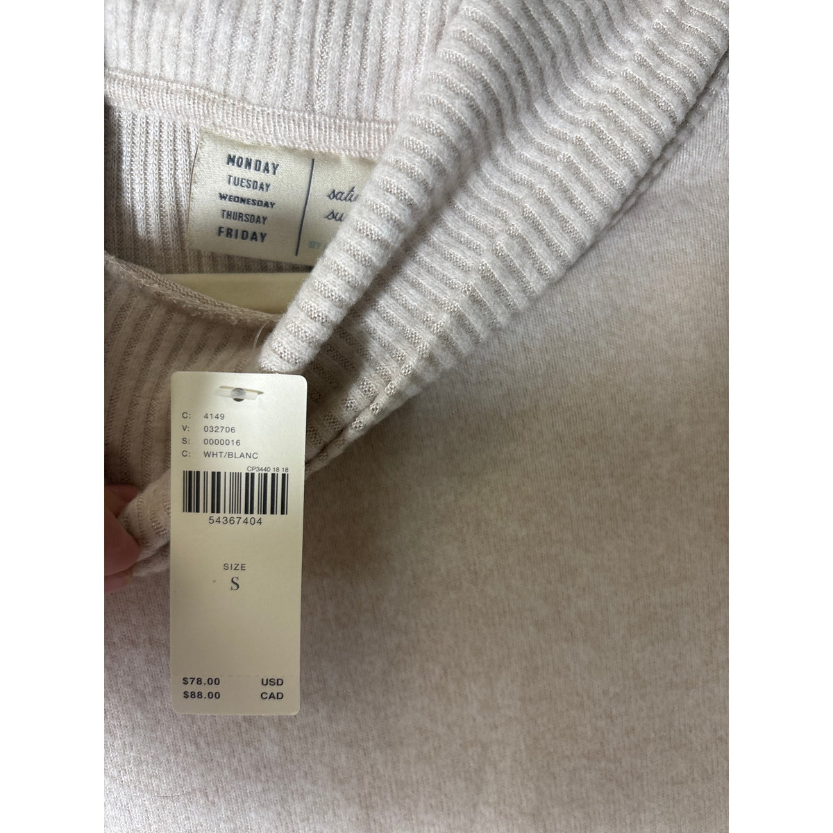 NWT Saturday Sunday Cream Turtleneck Long Sleeve Sweater Sz S
