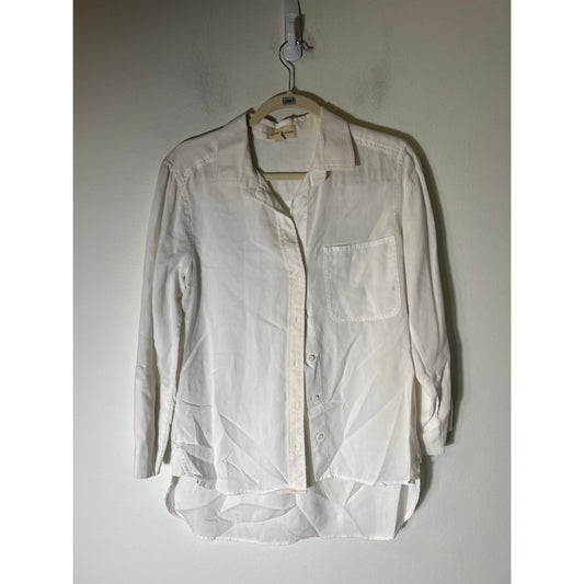 Cloth and Stone White Long Sleeve Hi Low Hem Button up Shirt Sz S