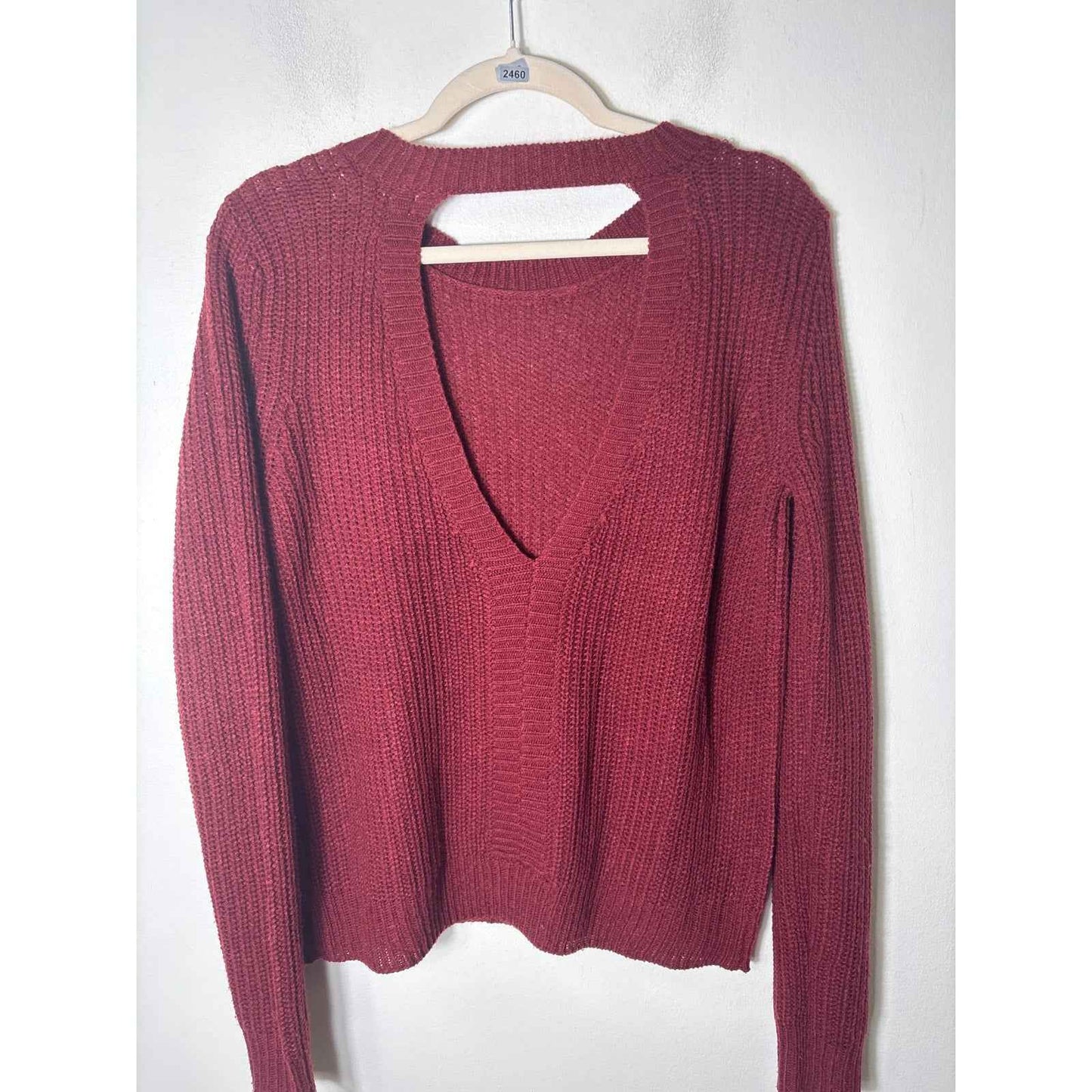 Jack Burgandy Cut Out Back Sweater Sz S