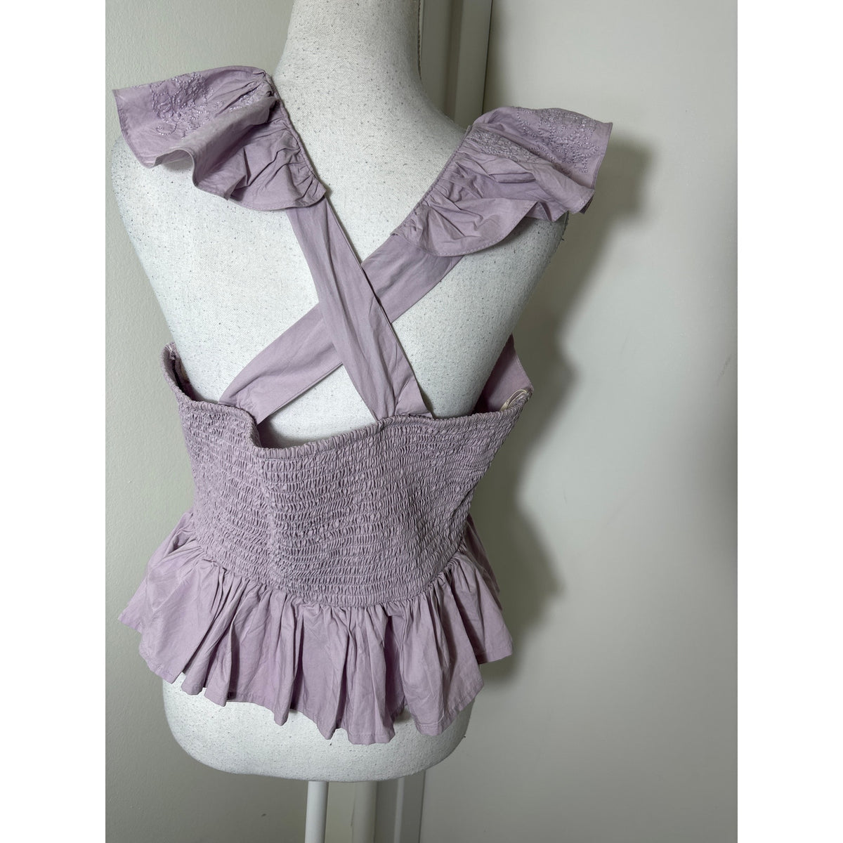 Cleobella Lilac V Neck Ruffle Top Sz L