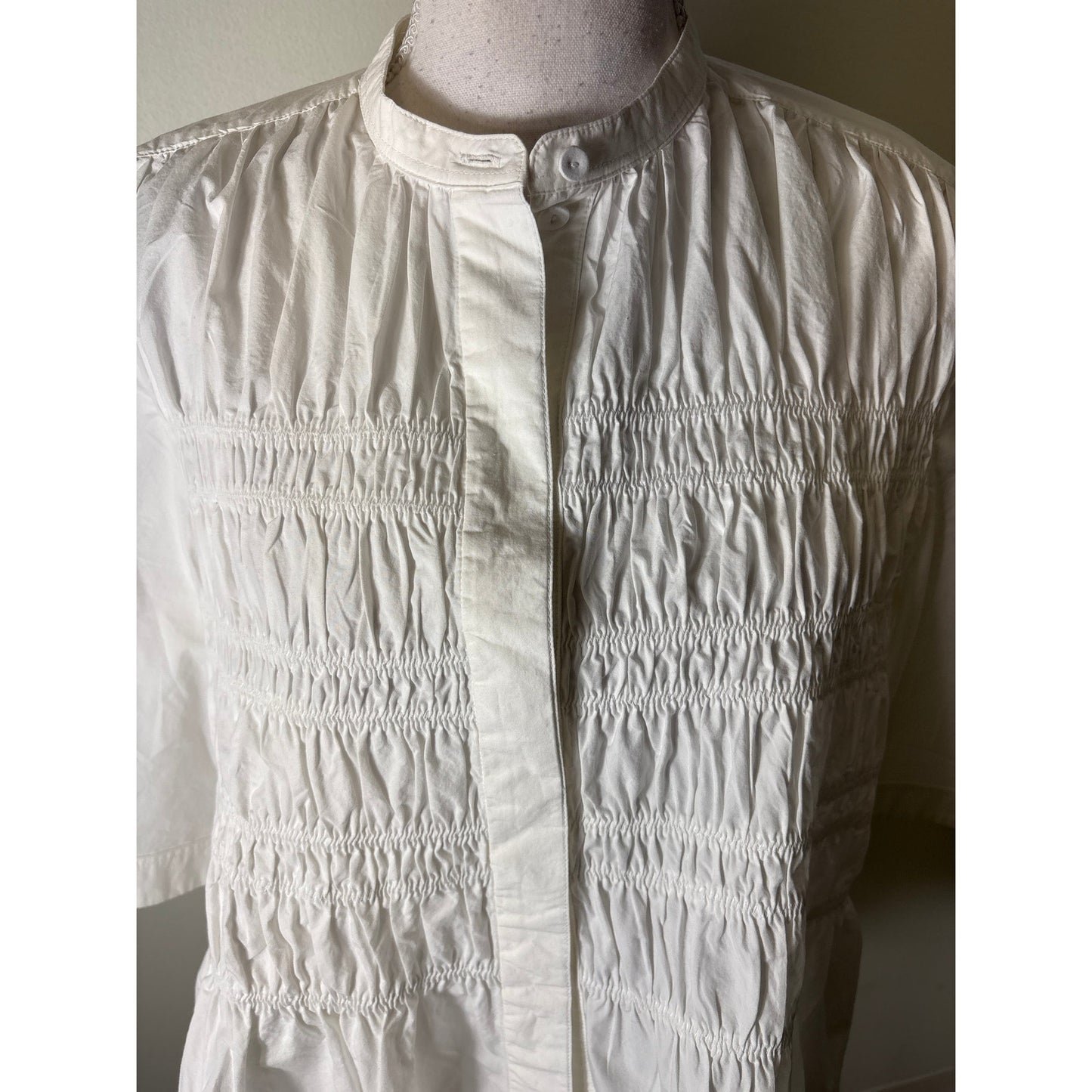 COS White Smock Front Short Sleeve Cotton Shirt Sz 8