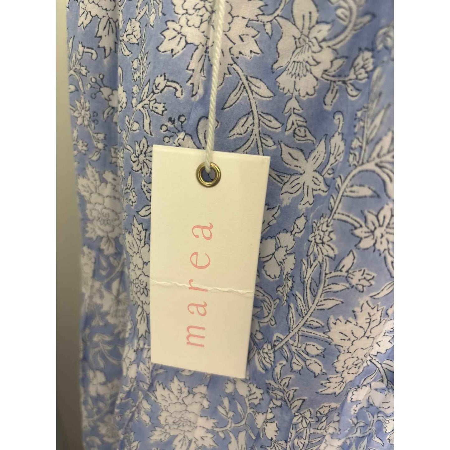 NWT Marea Siesta Light Blue and White Floral Maxi Dress Sz L