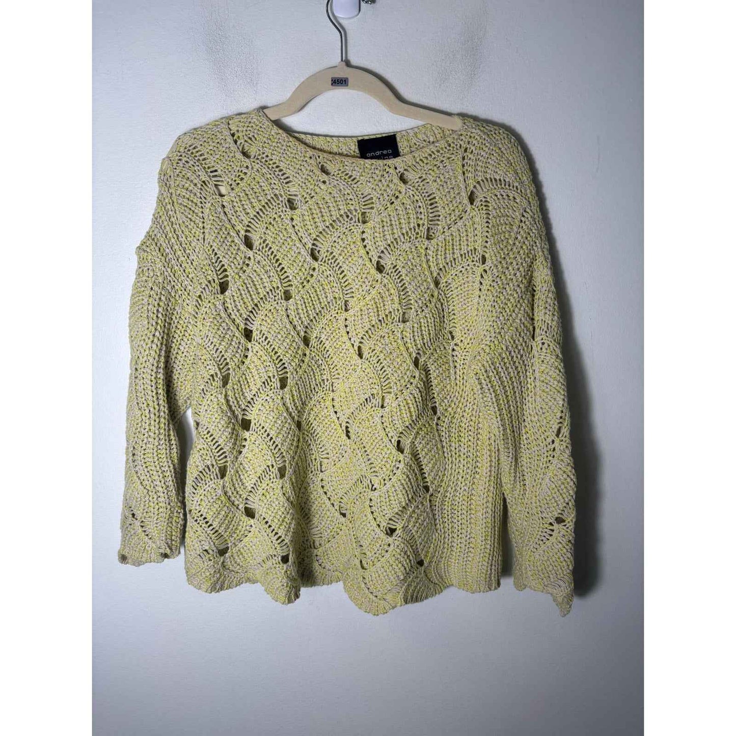 Andrea Jovine Pale Yellow Long Sleeve Sweater Sz S