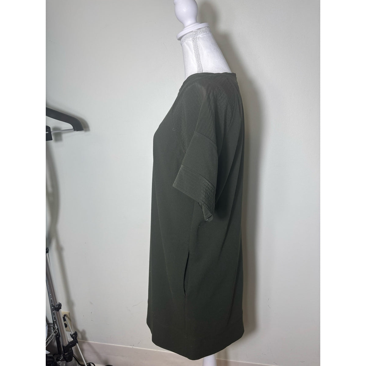 Vince Olive Green Short Sleeve Shift Mini Dress Sz XS