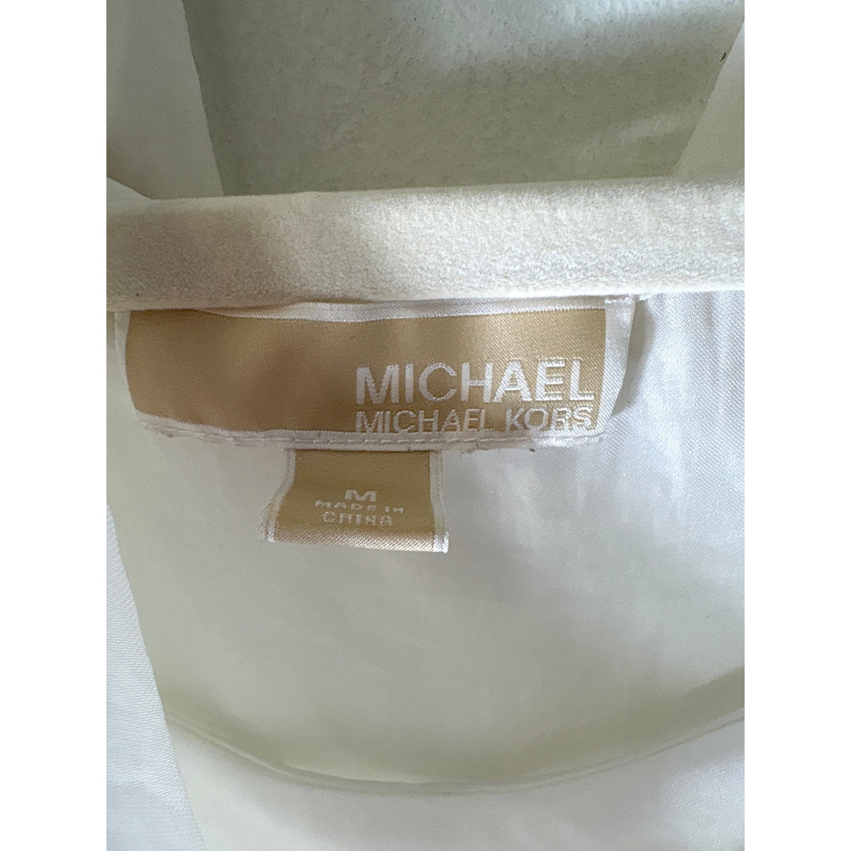 Michael Michael Kors Crisp White Sleevless Top with Draped Collar Sz M