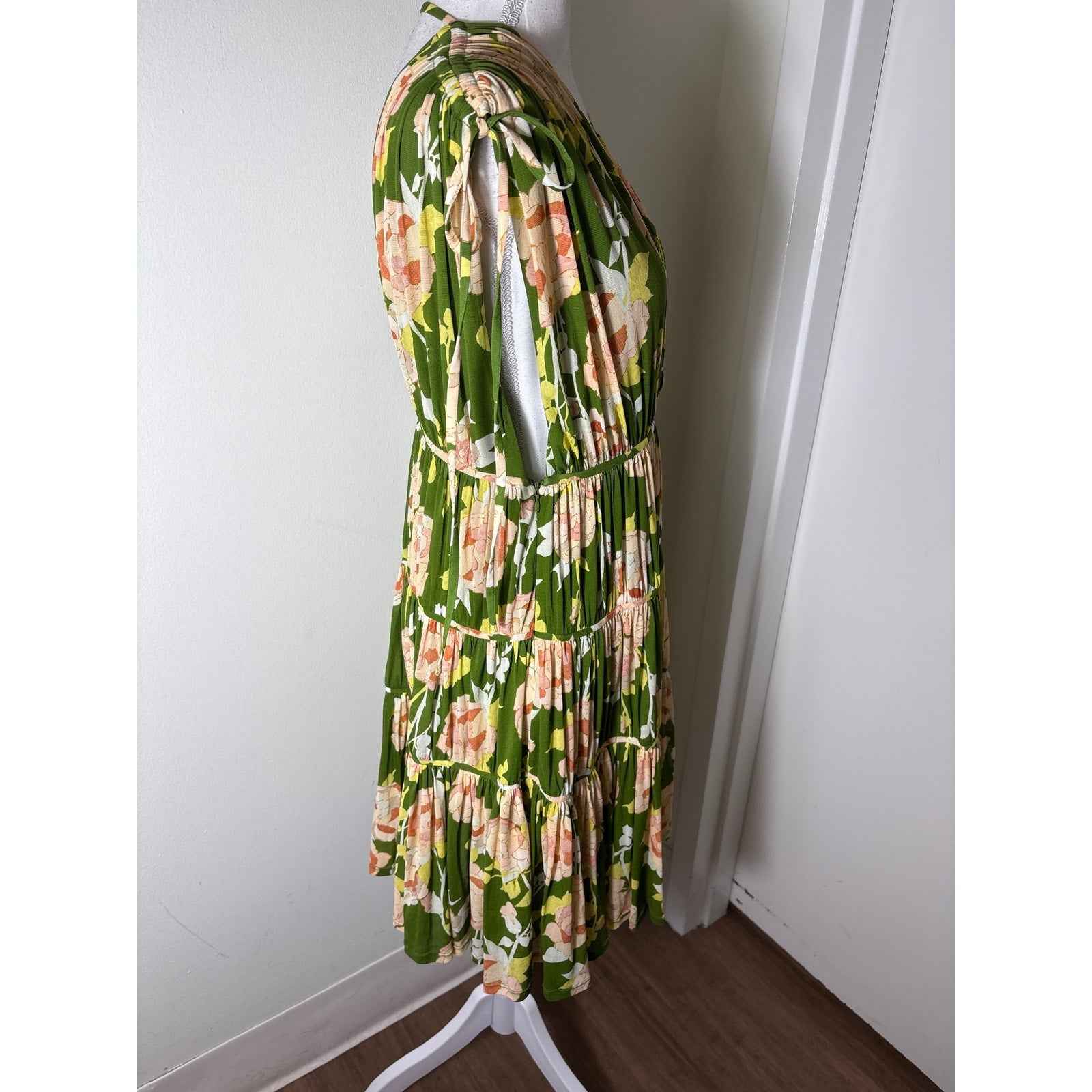NWT Rebecca Taylor Green Garden Halter Baby Doll Dress Sz S