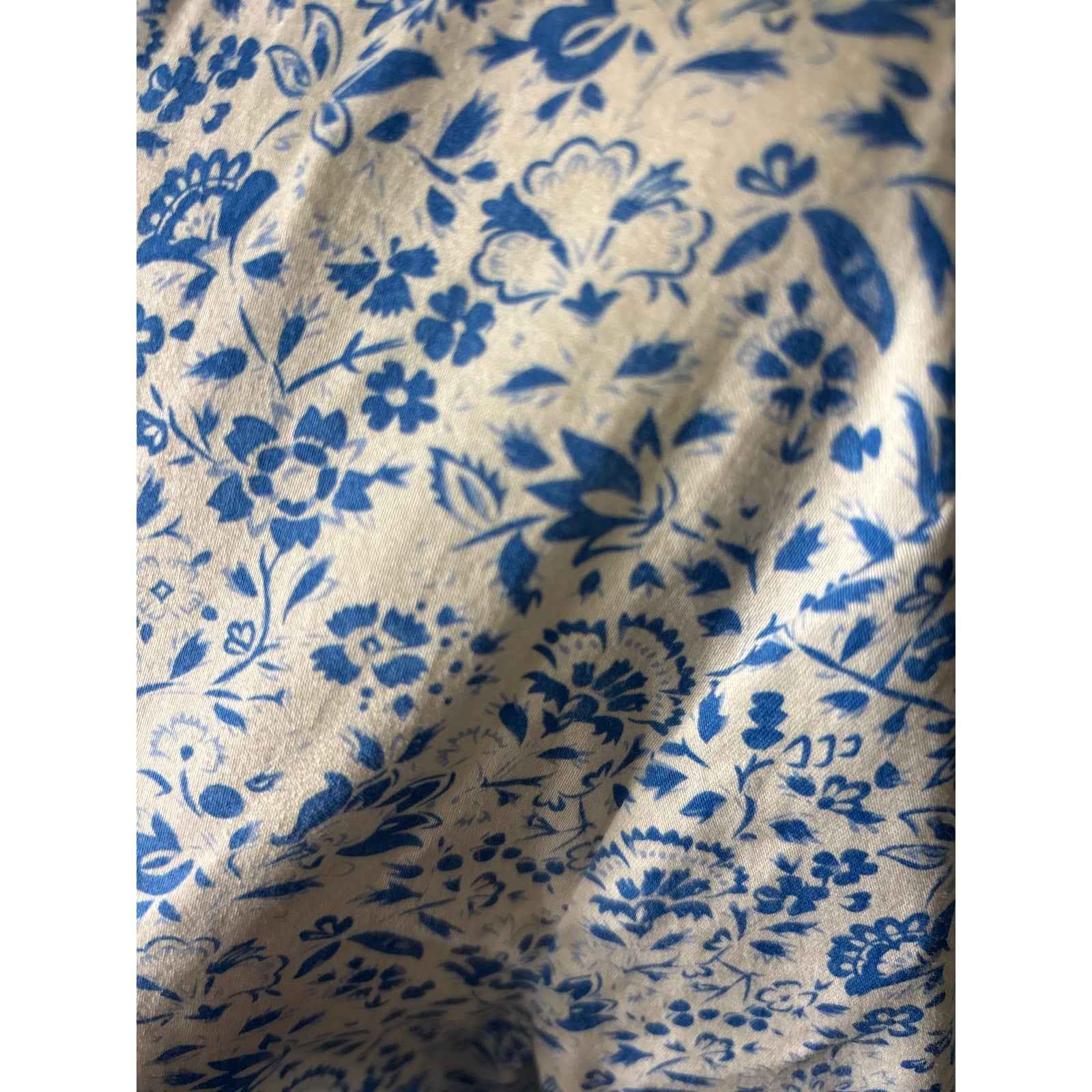 Tuckernuck White Blue 3/4 Sleeve Floral Knee Length Dress Sz M