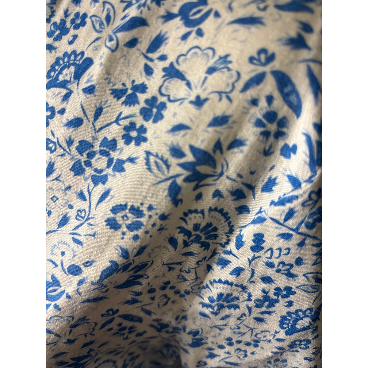 Tuckernuck White Blue 3/4 Sleeve Floral Knee Length Dress Sz M
