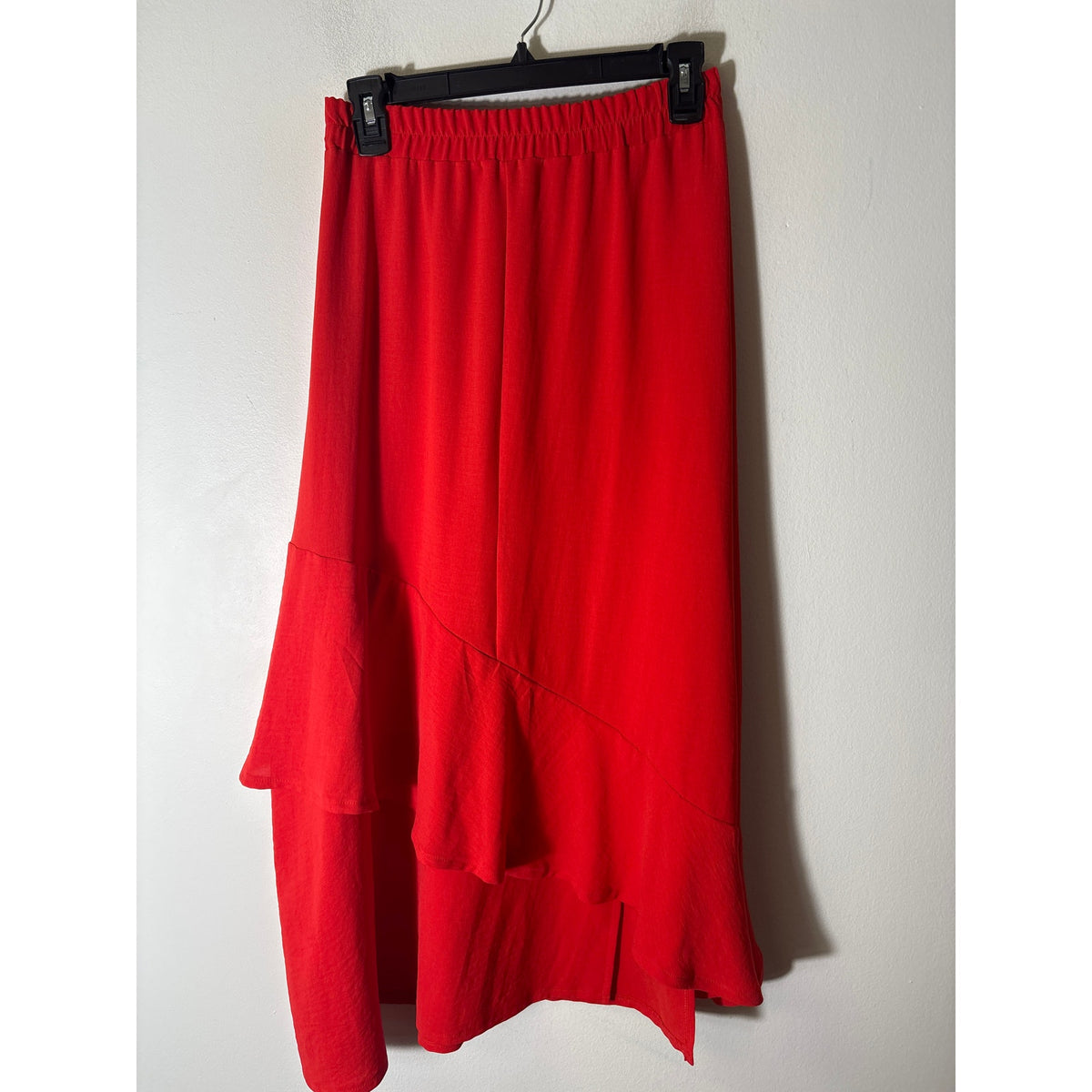 Aldo Martins Red Layered Pull On Midi Skirt Sz XS