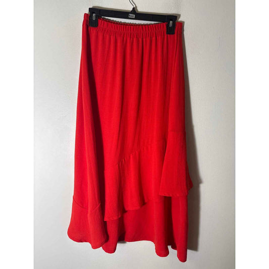 Aldo Martins Red Layered Pull On Midi Skirt Sz XS