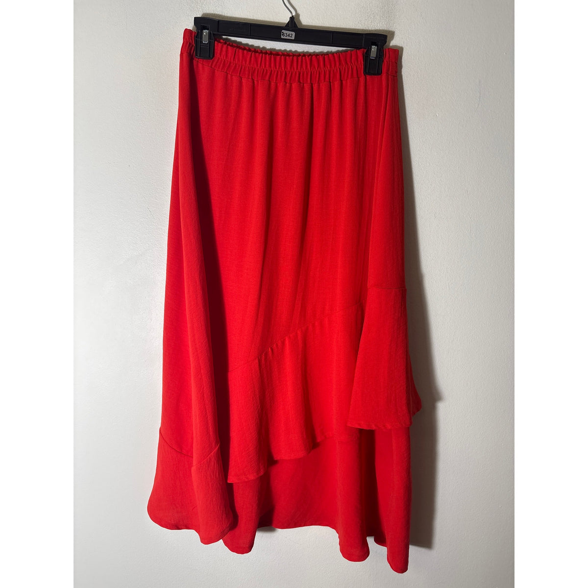 Aldo Martins Red Layered Pull On Midi Skirt Sz XS