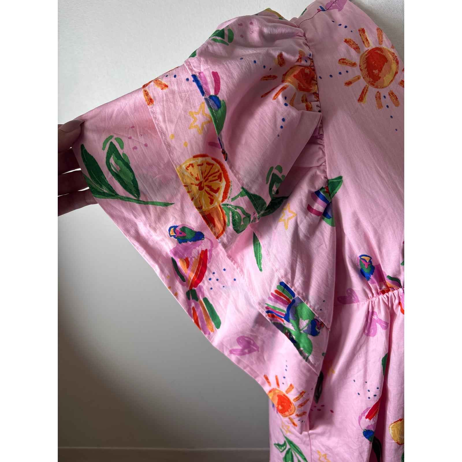 NWT Karlie Pink Tuscan Fruit Cotton Mini Dress Sz S