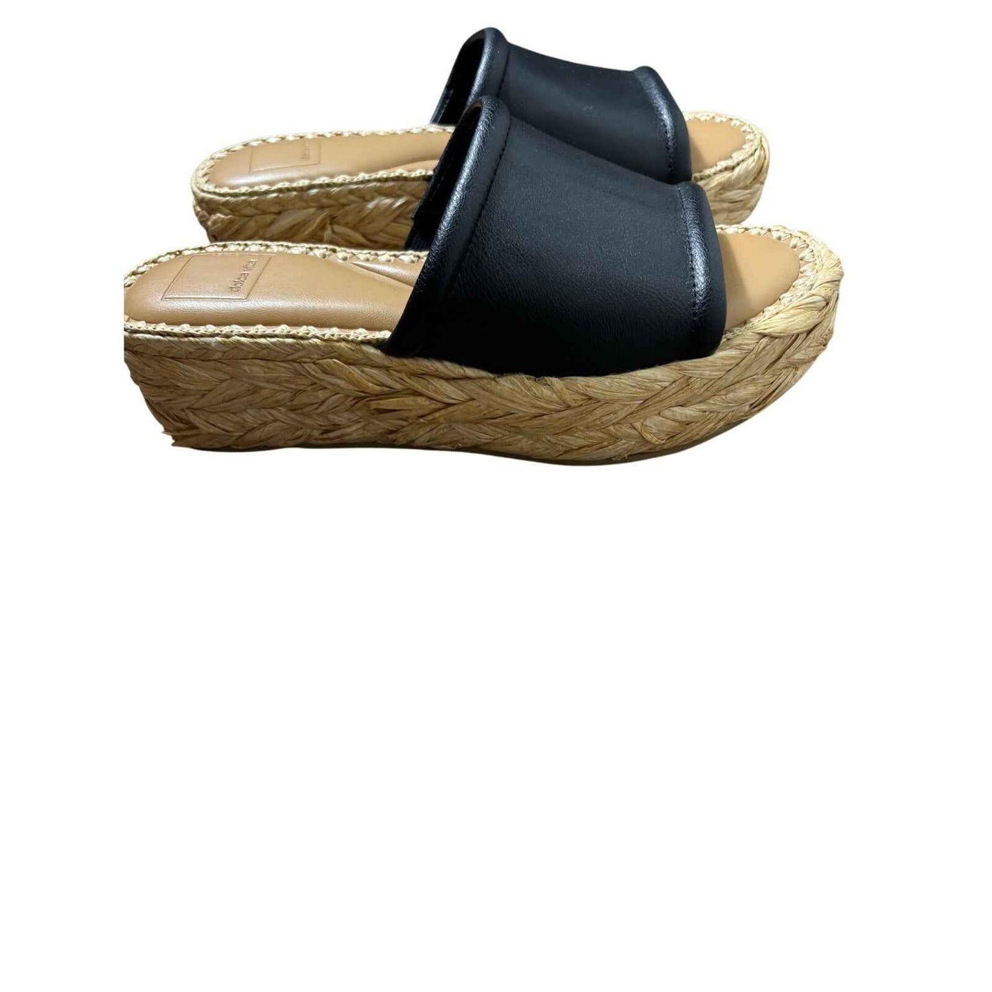 Dolce Vita Black Leather Rafia Slide Sz 8