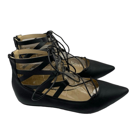 NIB Bamboo Black Lace Up Flats Sz 9