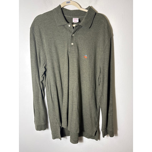 Mens Brooks Brothers Dark Green Long Sleeve Polo Sz L