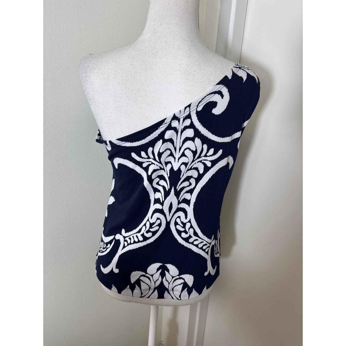 Clara Sun Woo Navy and White One SHoulder Pants Set Sz M