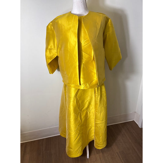 Odeeah Golden Yellow 3/4 Sleeve Top and Skirt Set Sz 34