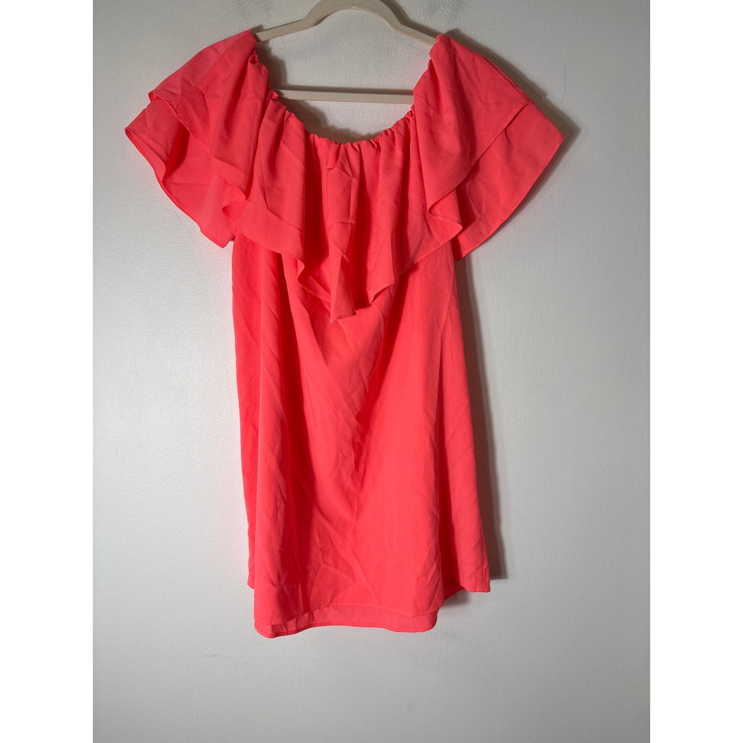 NWT A by Amanda Uprichard Neon Orange Off The Shoulder Mini Dress Sz L