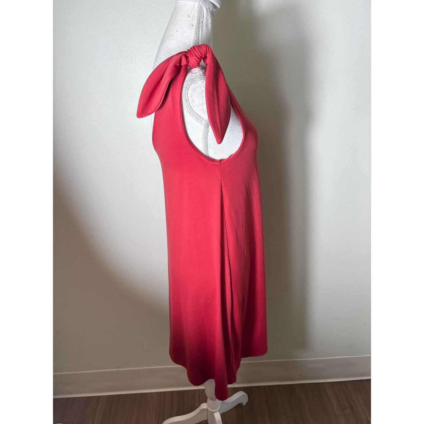 Susana Monaco Red One Shoulder Blouson Ruched Knee Length Dress Sz S