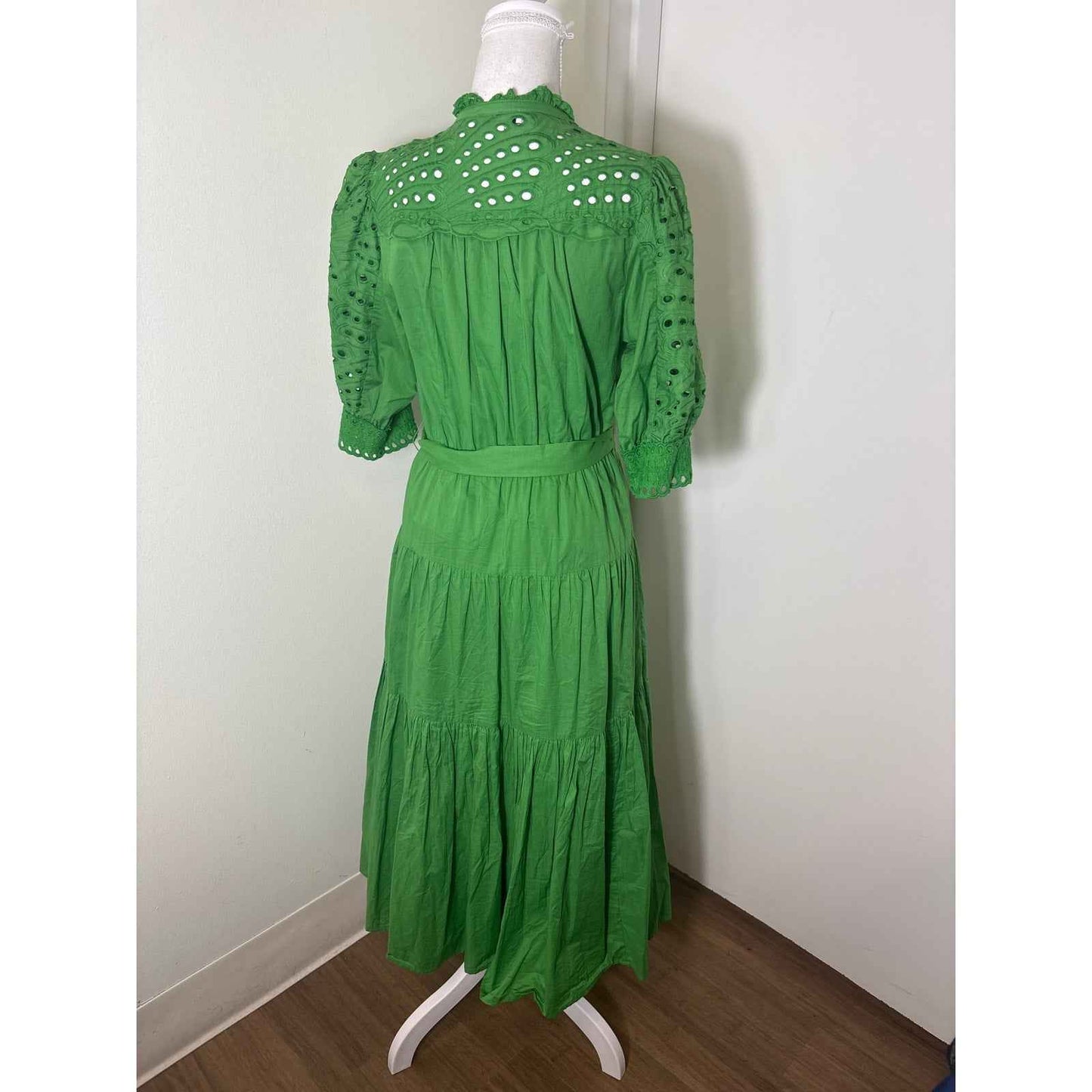 Sunoo Green Eyelet Sleeve Maxi Dress Sz T1 (small)