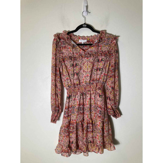 Willa Story Pink Long Sleeve Knee Length Flouncy Dress Sz S