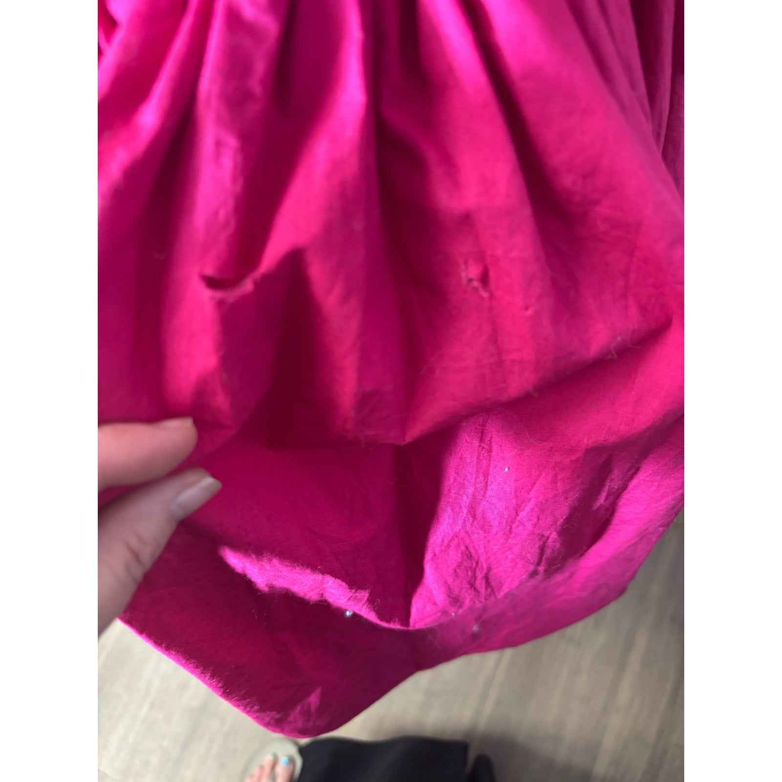 Love Shack Fancy Deep Pink Smocked Bodice with Bubble Skirt Sz S