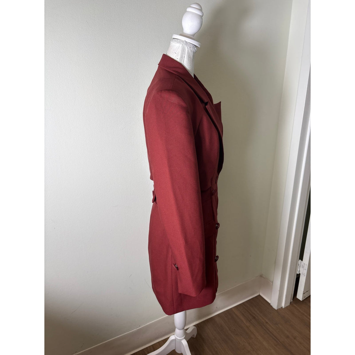 NWT Audette Maroon Long Sleeve One Piece Skirt Set Sz M