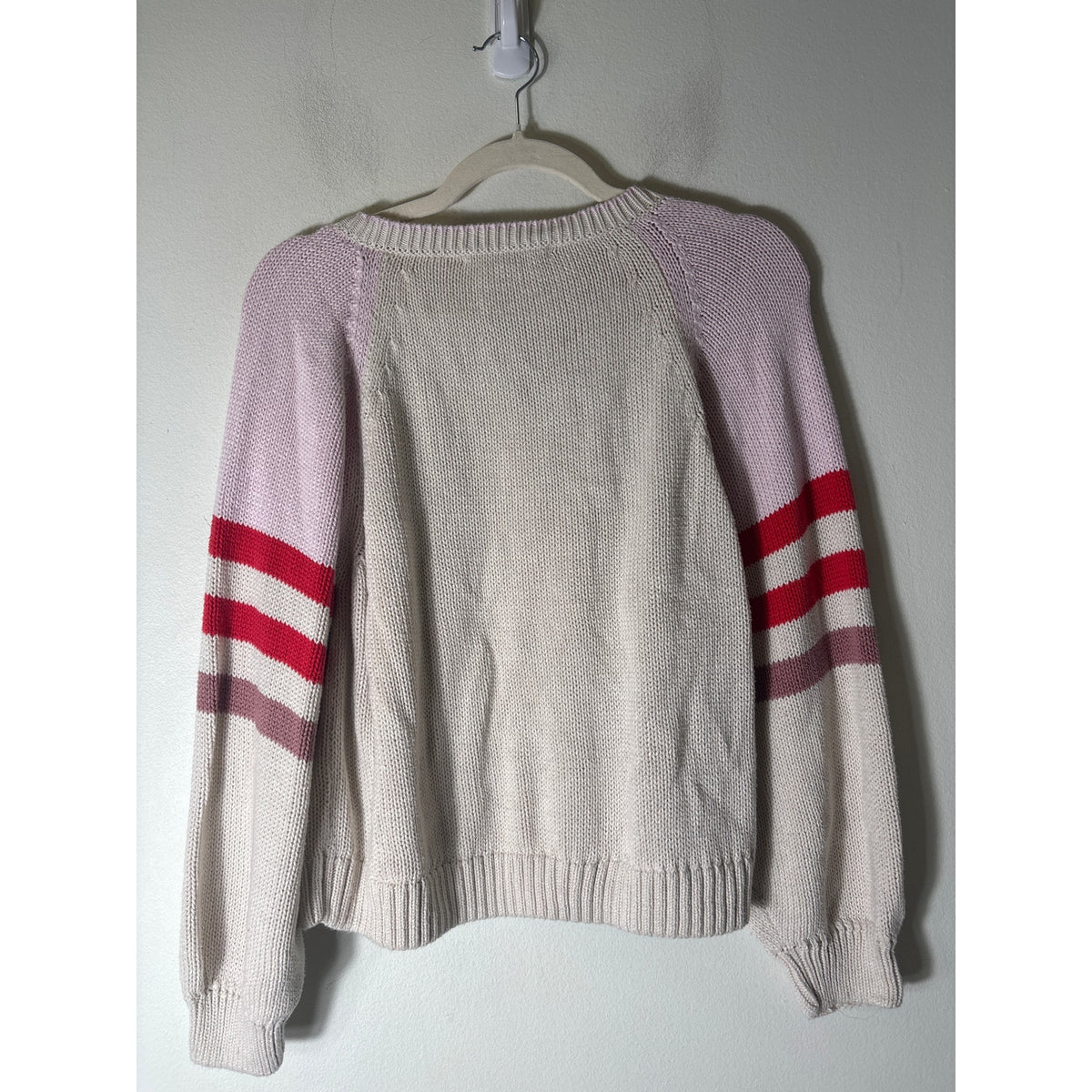 Xirena Cream Pink Long Sleeve Cotton Knit Sweater Sz S
