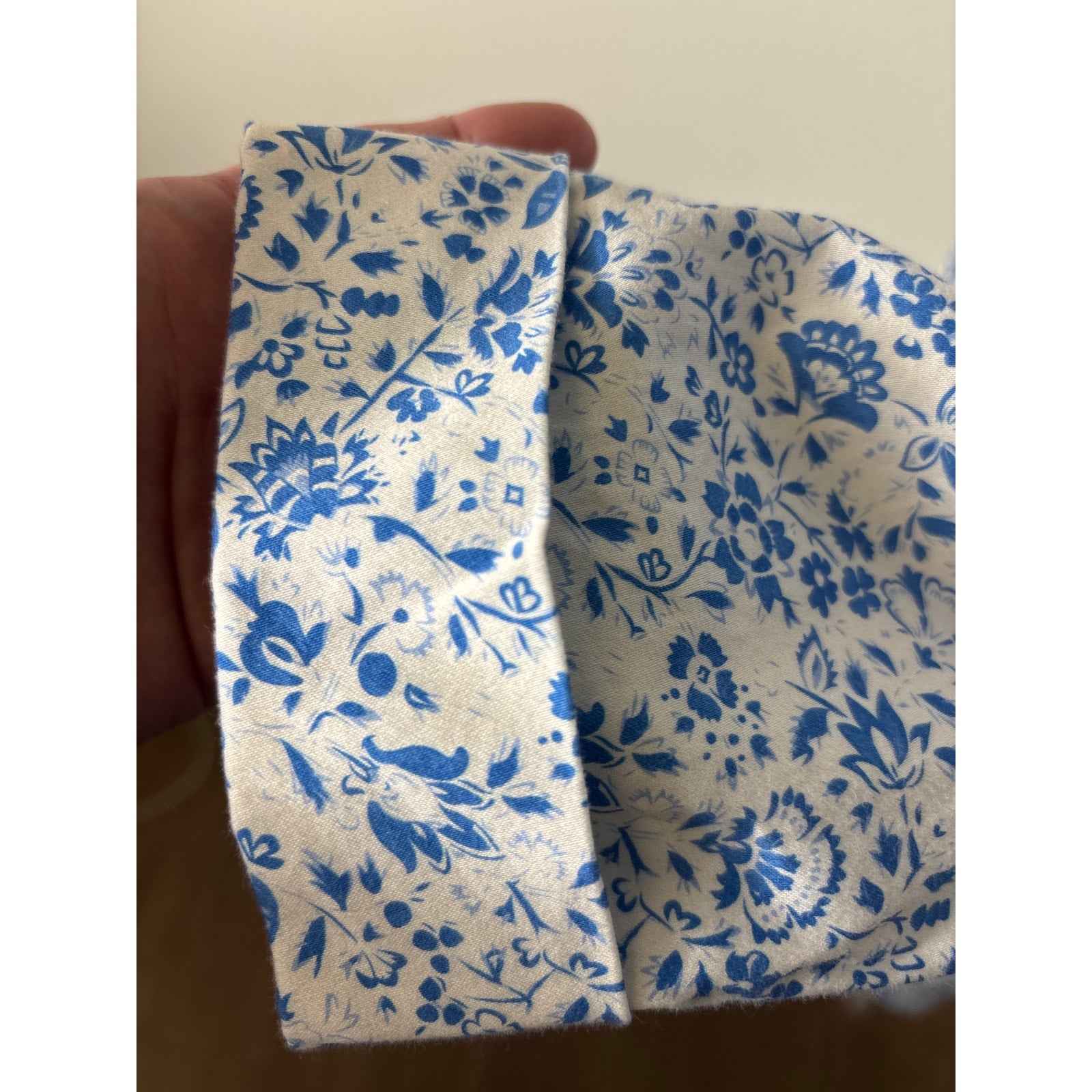 Tuckernuck White Blue 3/4 Sleeve Floral Knee Length Dress Sz M