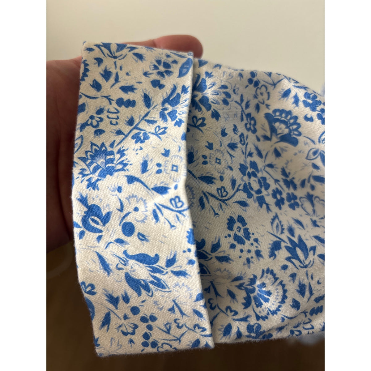 Tuckernuck White Blue 3/4 Sleeve Floral Knee Length Dress Sz M