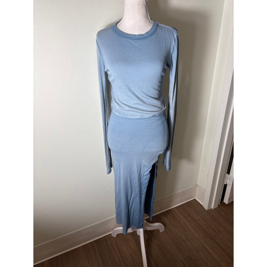 Cotton Citizen Blue Ombre Ribbed Bodycon Skirt Set Sz S