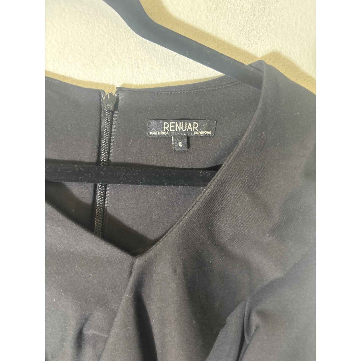 Renuar Black Front Ruffle Fitted Dress Sz 4
