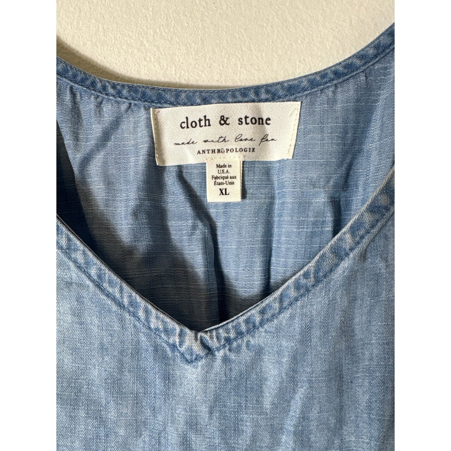 Cloth and Stone Light Blue Chambrey Tie Back Knee Length Dress Sz XL