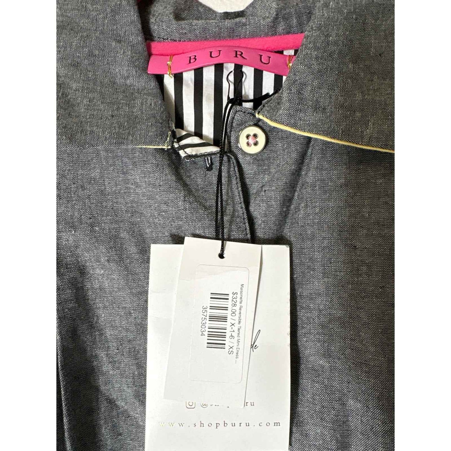 NWT Buru Maisonette Reversible Tiered Mini Dress Sz XS