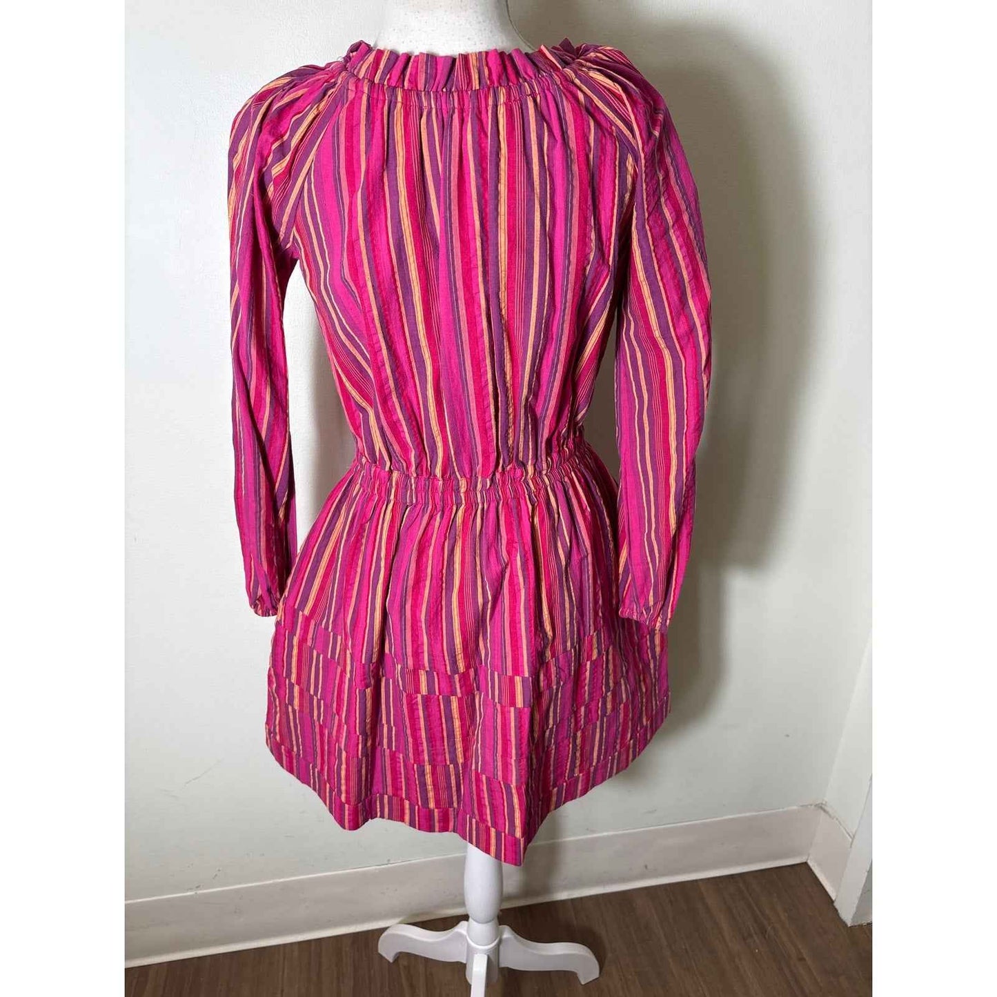 Buru Pink Striped Off The Shoulder Mini Dress Sz XS