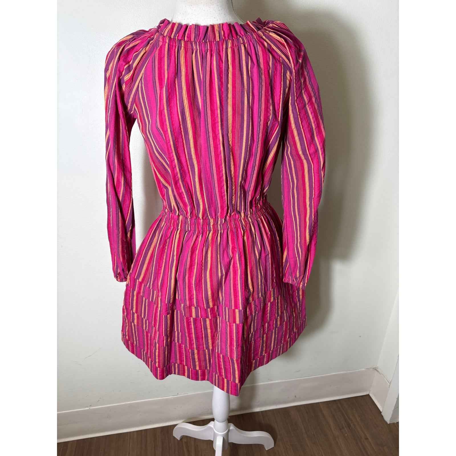 Buru Pink Striped Off The Shoulder Mini Dress Sz XS