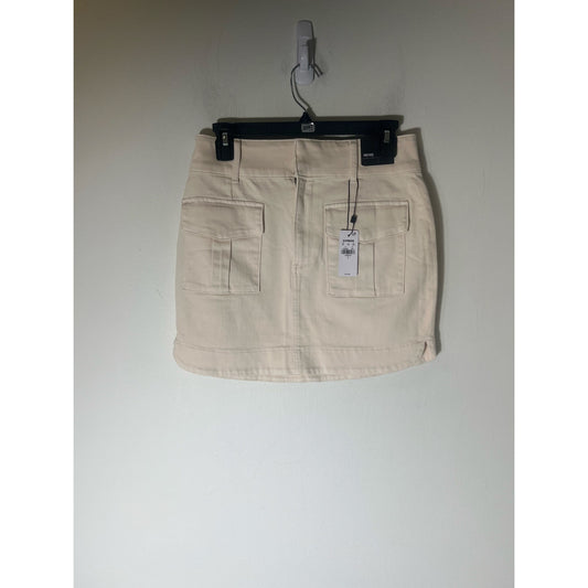 NWT Express High Rise Cream Front Pocket Denim Mini Skirt Sz 2