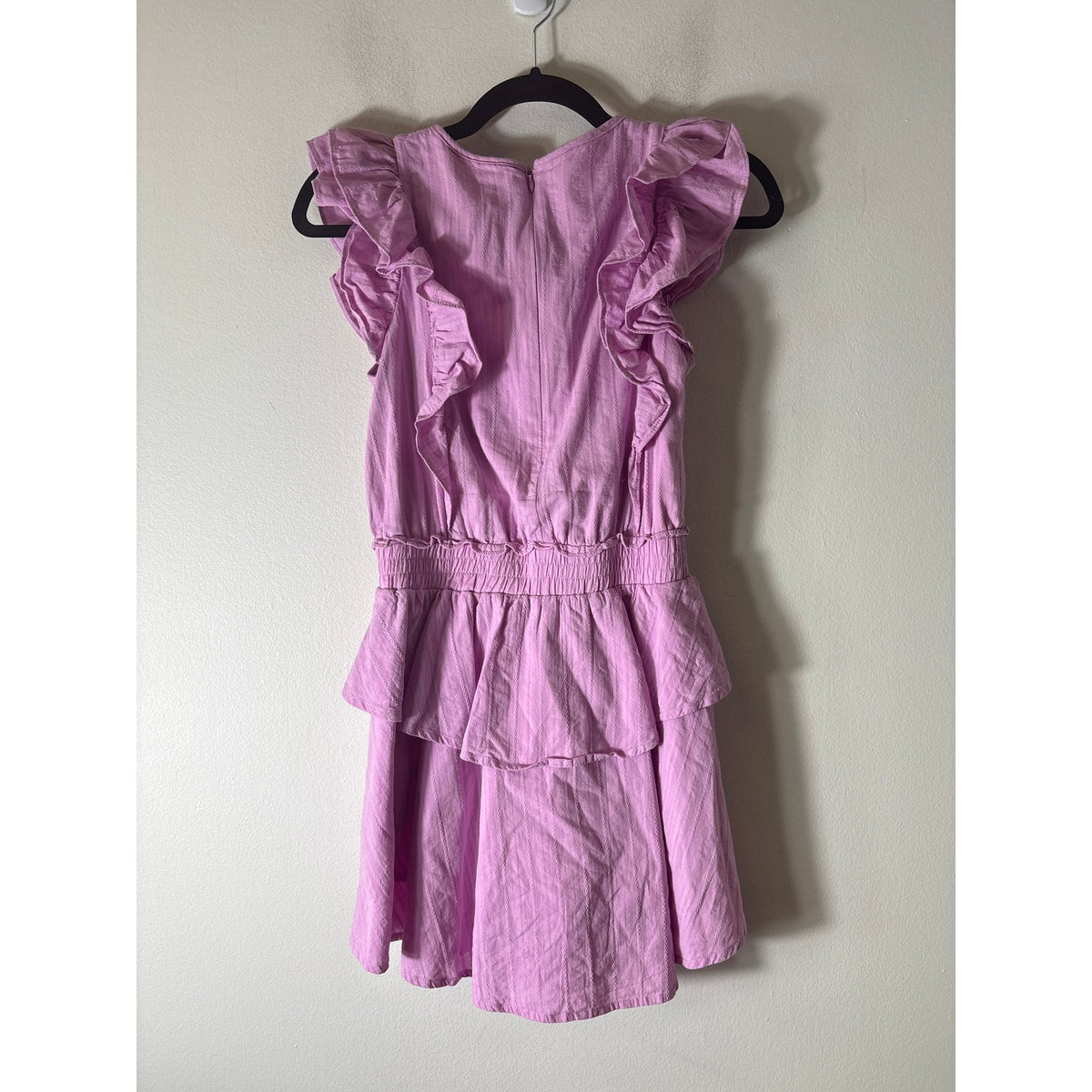 Girls Pleat Pink Flutter Sleeve Ruffle Knee Length Dress Sz 16