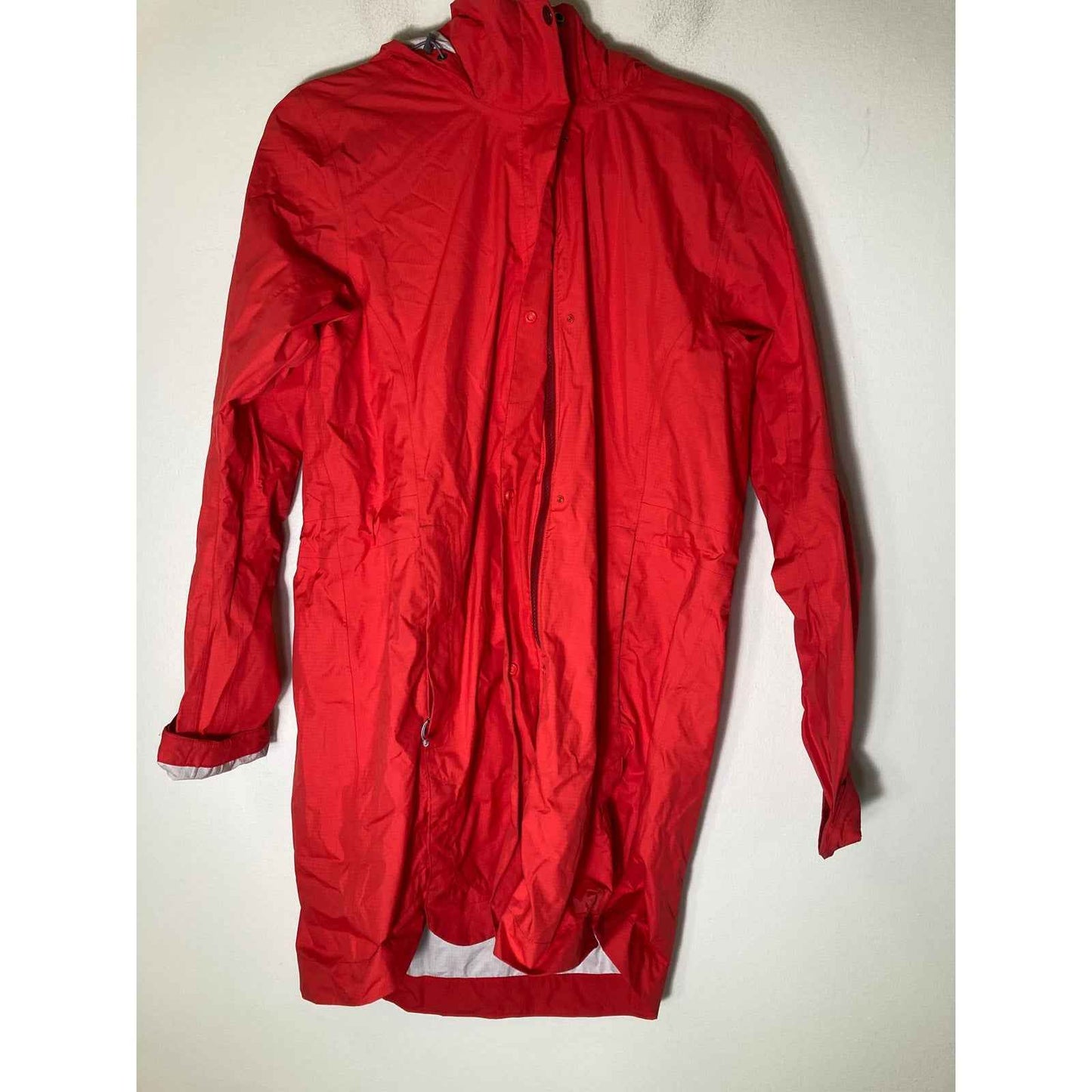 REI Woman's Red Long Sleeve Hooded Rain Jacket Sz L