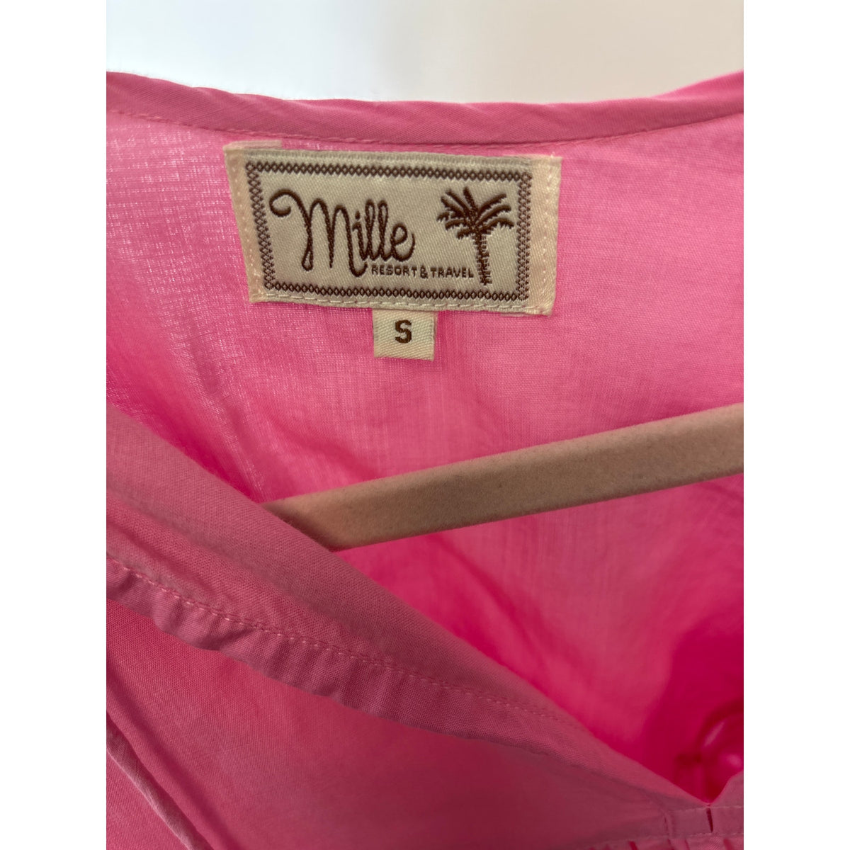 Mille Pink 3/4 Puff Sleeveless Cotton Mini Dress Sz