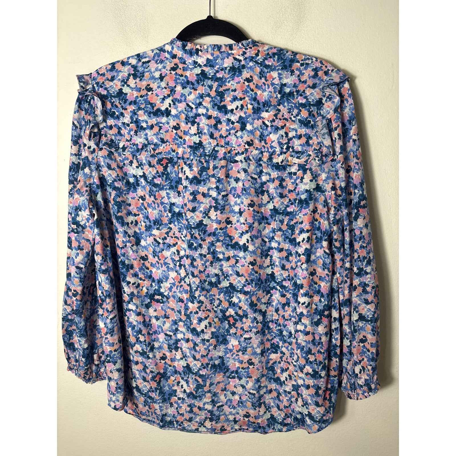 Shoshanna Blue Floral Print Long Sleeve Tunic Sz L